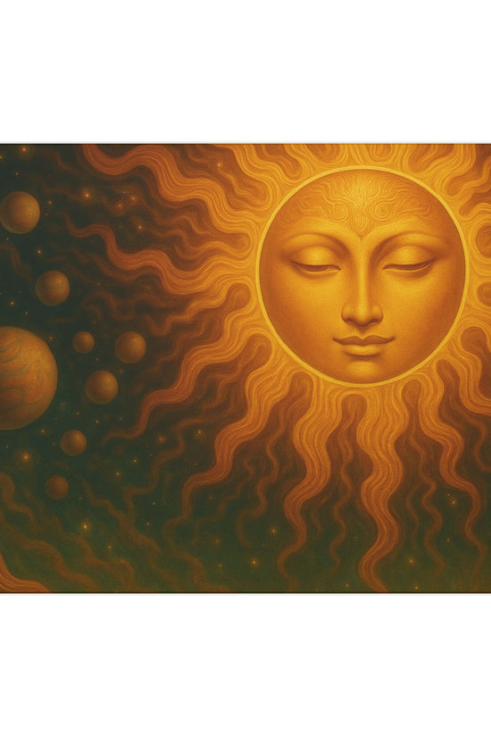 Golden Sun Face Canvas Art — Mystical Solar Wall Decor by Grace Canvas Shop
