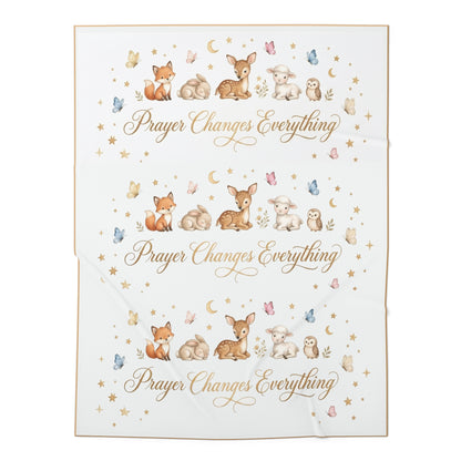 Prayer Changes Everything Baby Swaddle Blanket – Woodland Animals Nursery Muslin Wrap