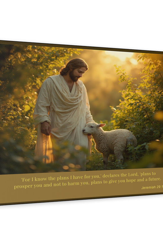 Jesus and the Lamb Jeremiah 29:11 Matte Canvas Print by Grace Canvas