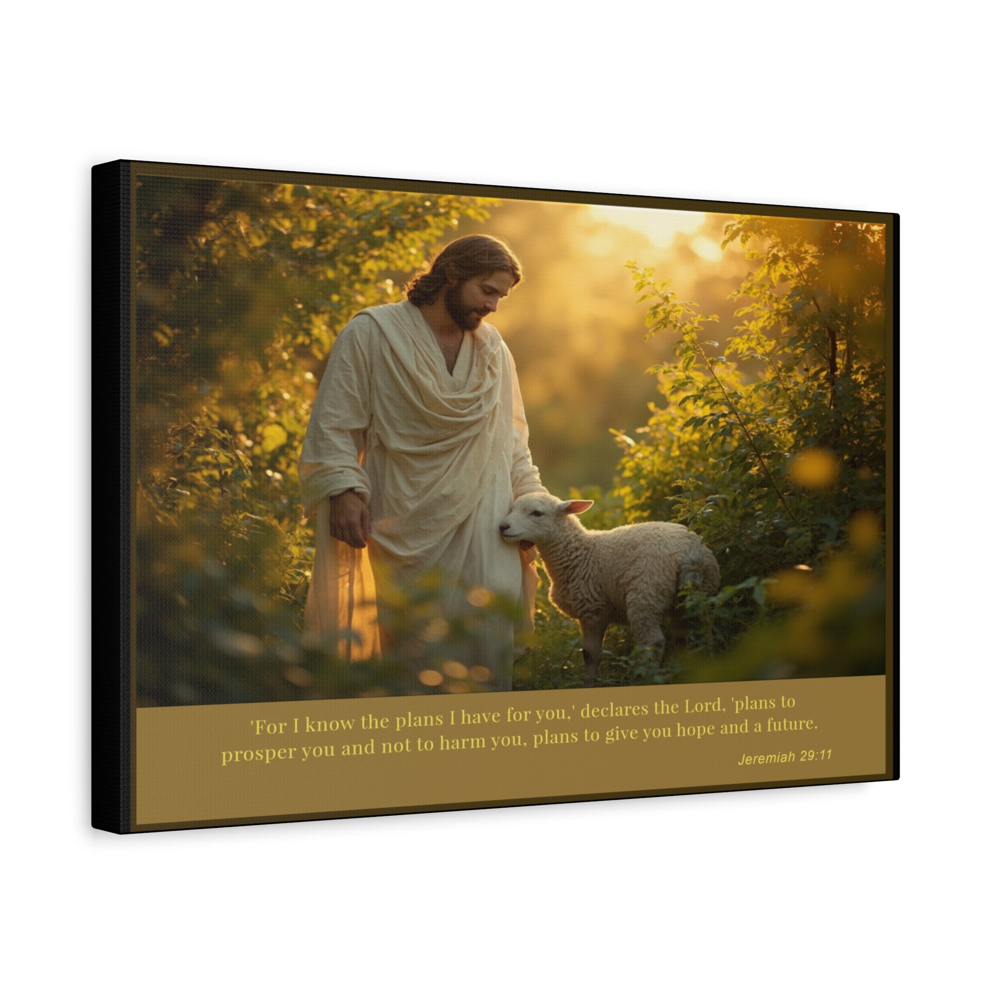 Jesus and the Lamb Jeremiah 29:11 Matte Canvas Print by Grace Canvas