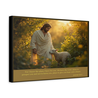 Jesus and the Lamb Jeremiah 29:11 Matte Canvas Print by Grace Canvas