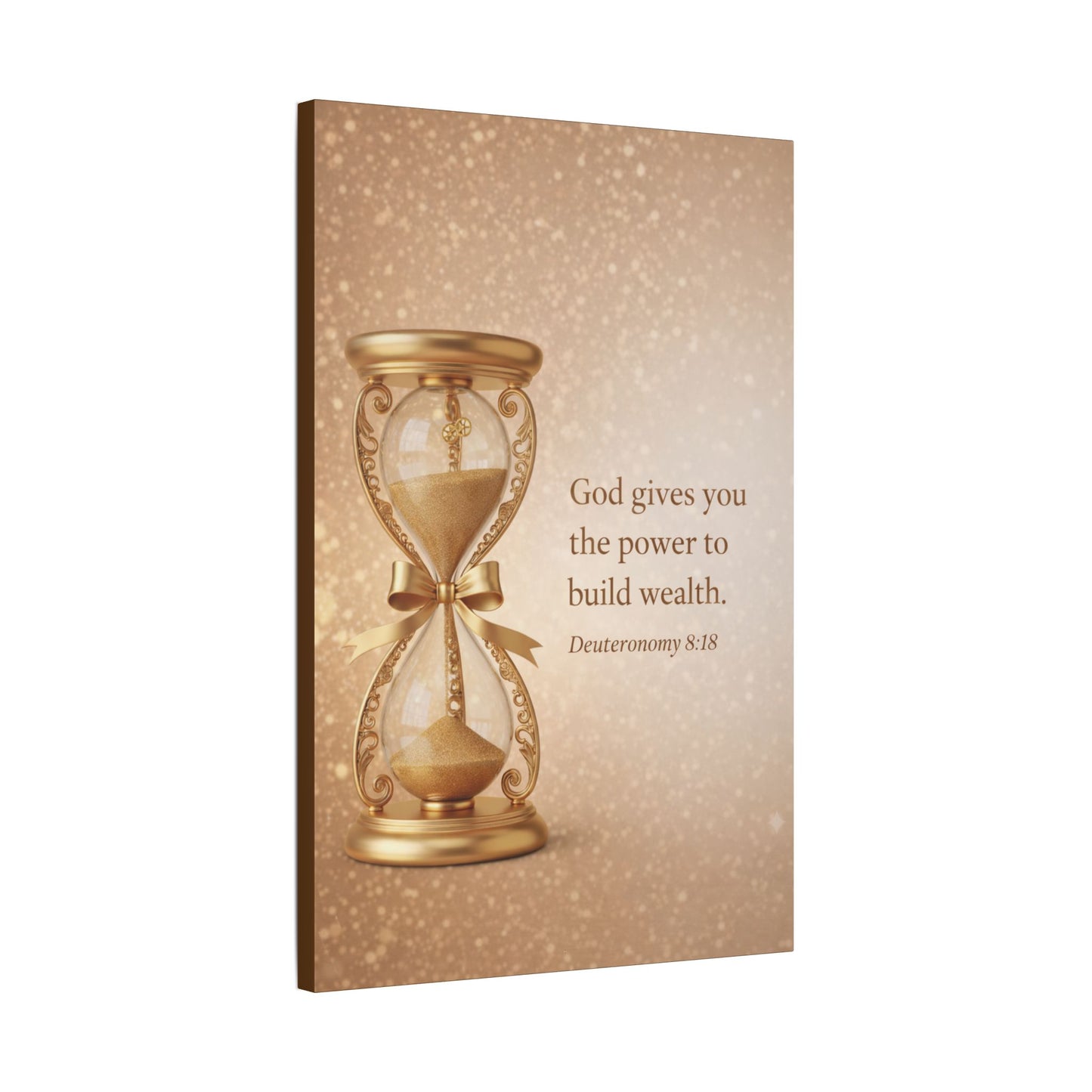 Inspirational Hourglass Deuteronomy 8:18 Art Print by Grace Canvas Shop
