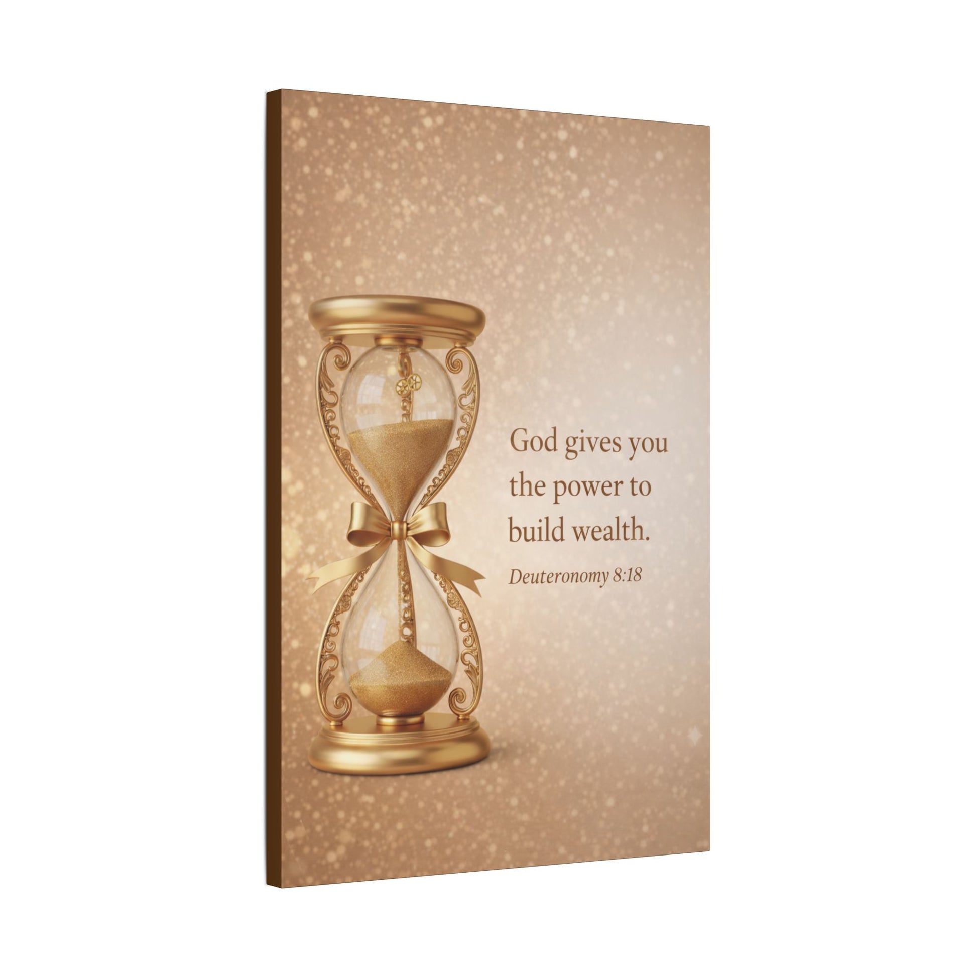 Inspirational Hourglass Deuteronomy 8:18 Art Print by Grace Canvas Shop