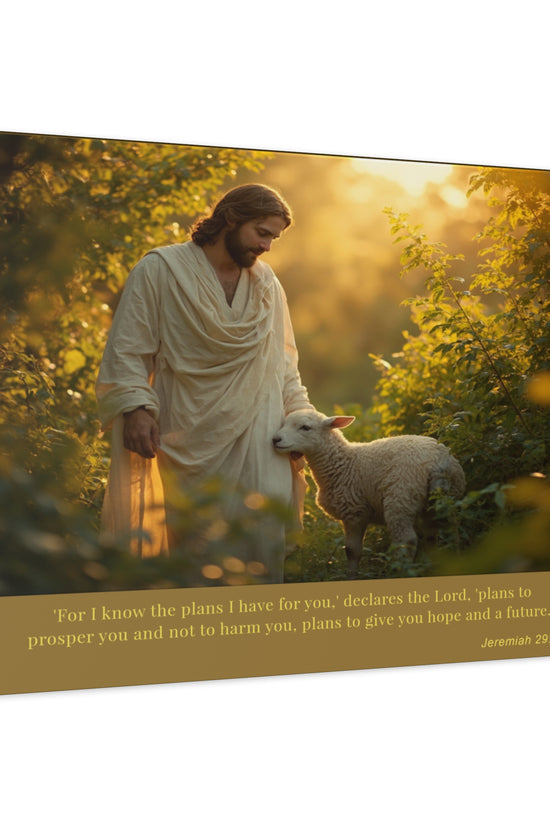 Jesus and the Lamb Jeremiah 29:11 Matte Canvas Print by Grace Canvas