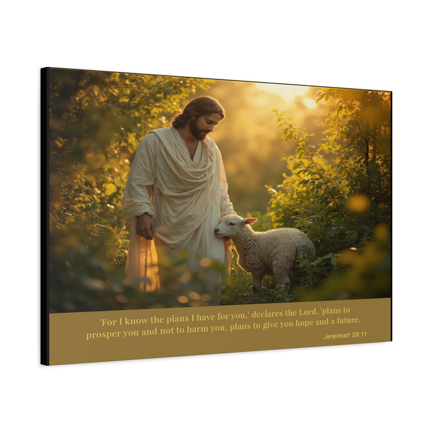 Jesus and the Lamb Jeremiah 29:11 Matte Canvas Print by Grace Canvas