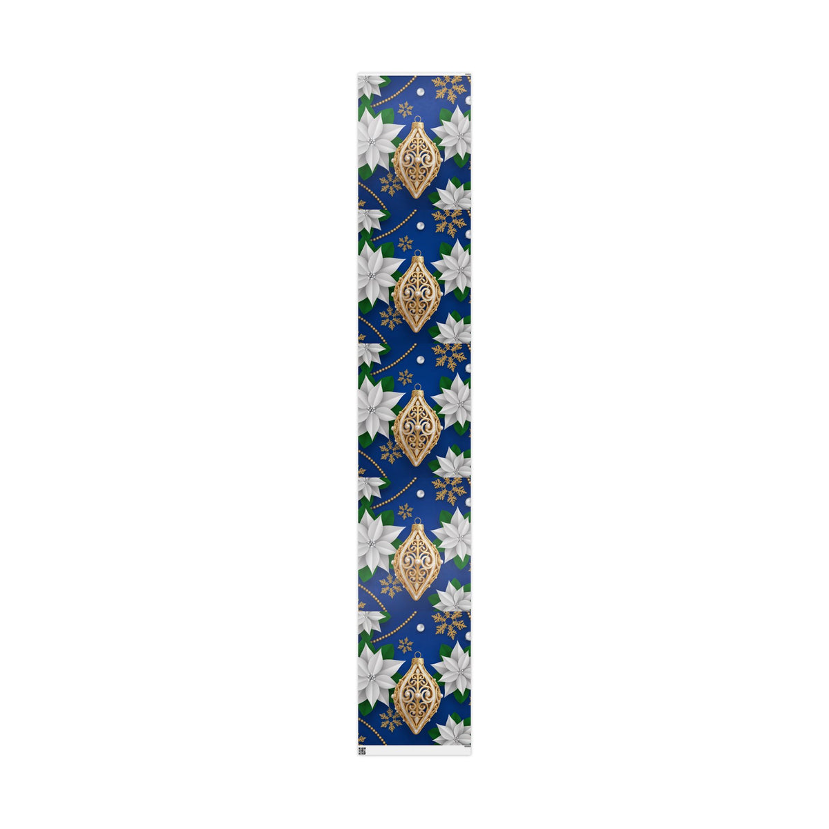 Blue & Gold Ornament Poinsettia Gift Wrap — Navy Blue Christmas Wrapping Paper