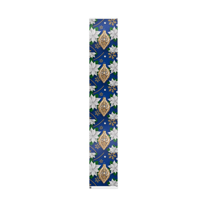 Blue & Gold Ornament Poinsettia Gift Wrap — Navy Blue Christmas Wrapping Paper