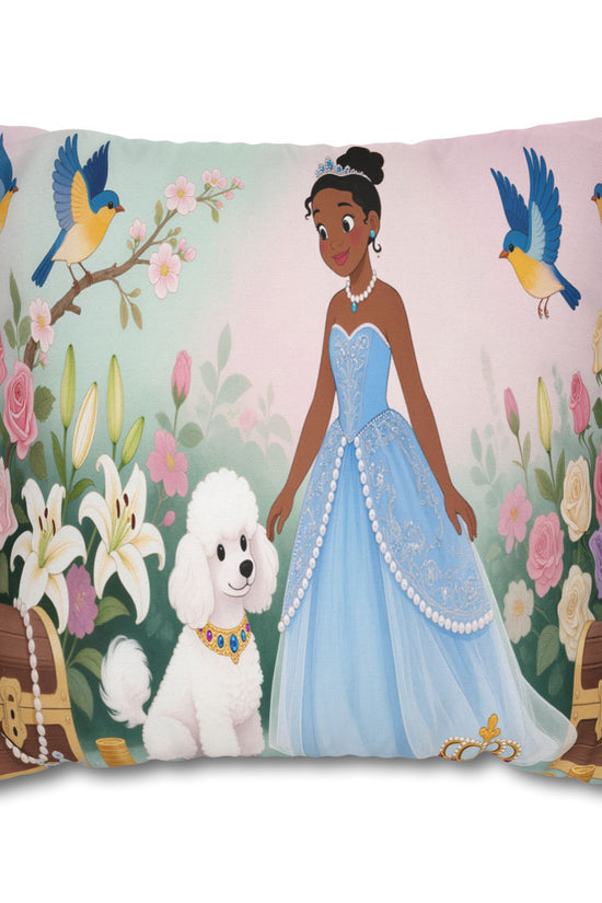 Princess & Poodle Spun Polyester Square Pillowcase by Grace Canvas Shop