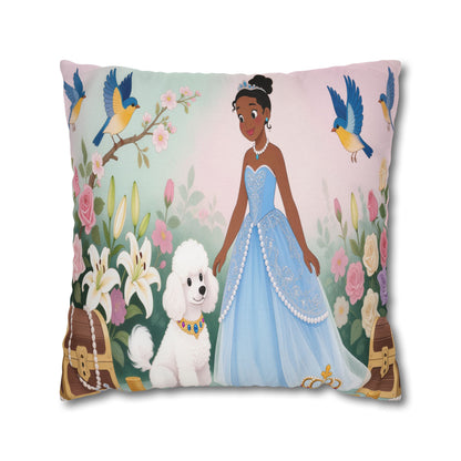Princess & Poodle Spun Polyester Square Pillowcase