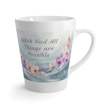 With God All Things Are Possible Floral Latte Mug