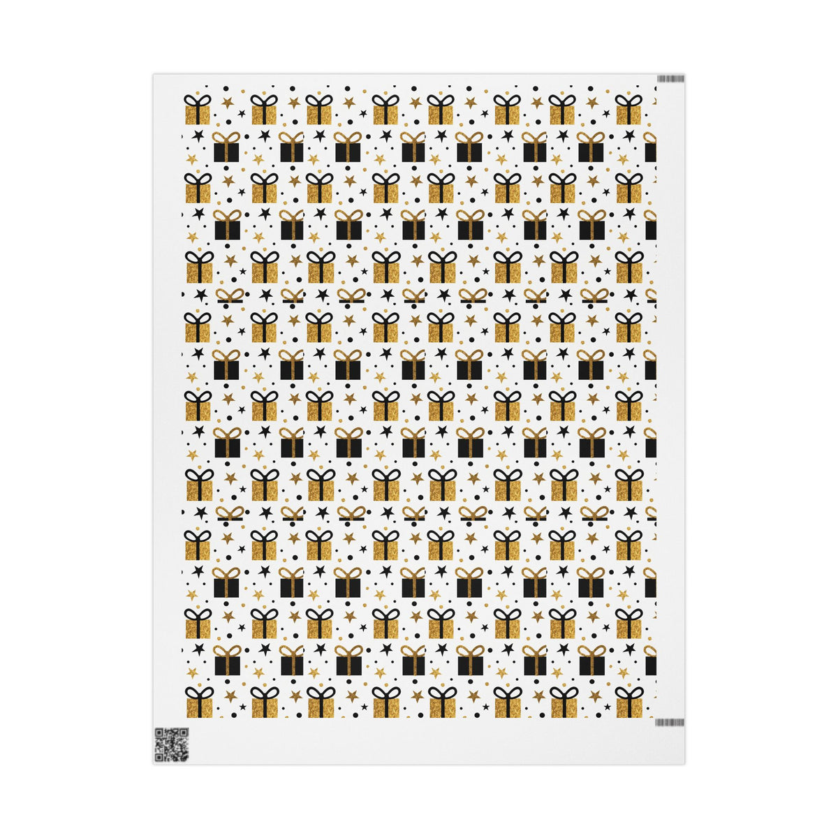 Gift Wrap Paper - Gold & Black Presents Pattern, Celebration Wrapping Paper