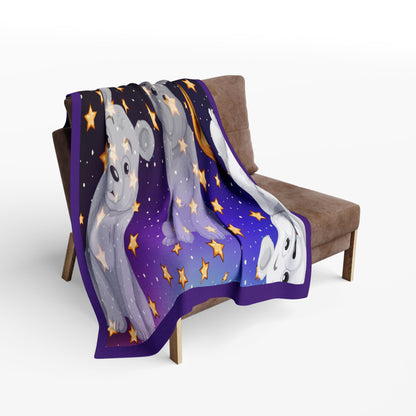 Polar Bear Moon Fleece Blanket — Cute Arctic Bears Throw