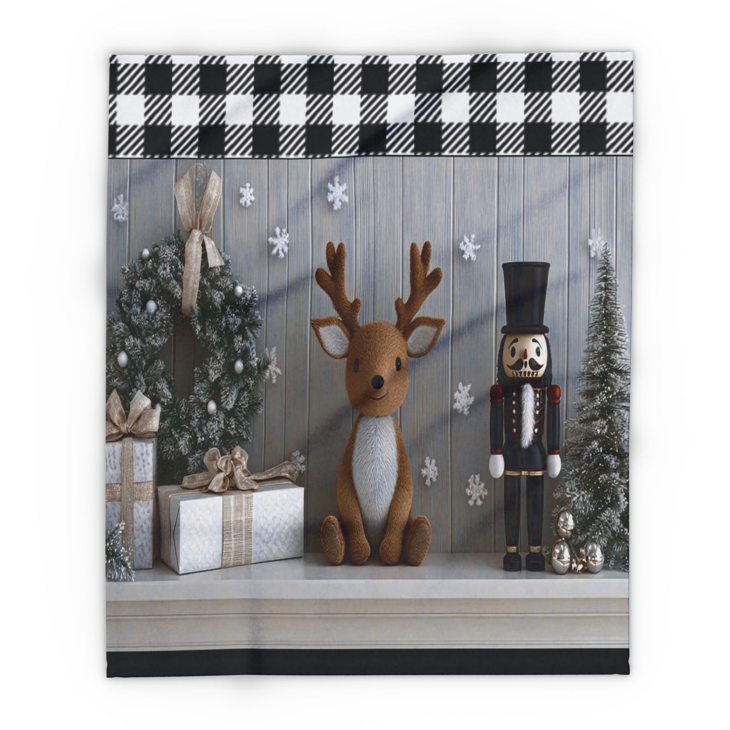 Christmas Reindeer & Nutcracker Fleece Blanket