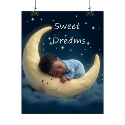 Sweet Dreams Baby Poster — Nursery Moon Sleep Wall Art