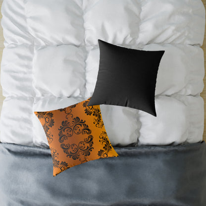 Ornate Baroque Orange Throw Pillow — Decorative Square Accent Cushion