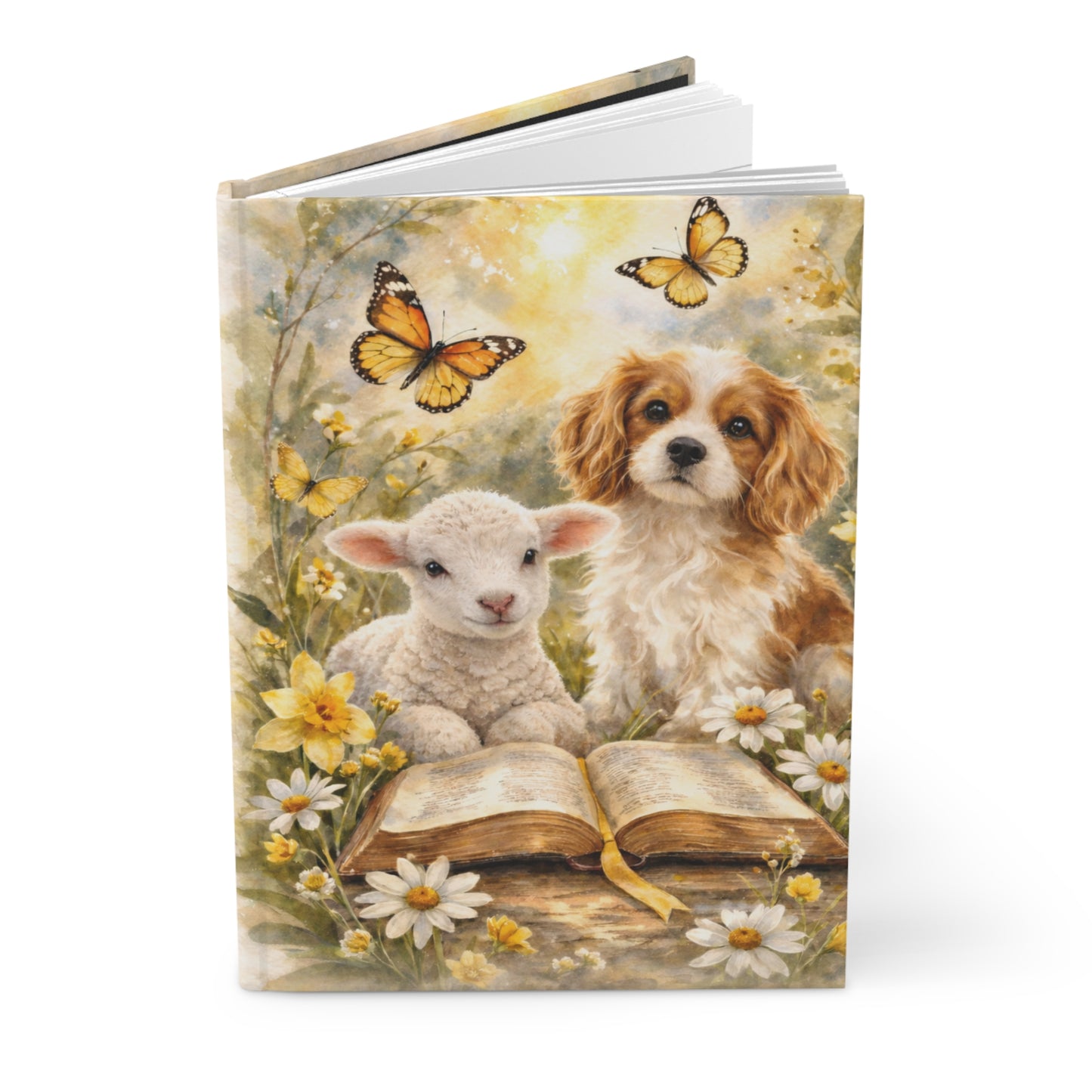 Lamb & Puppy Hardcover Journal by Grace Canvas Shop