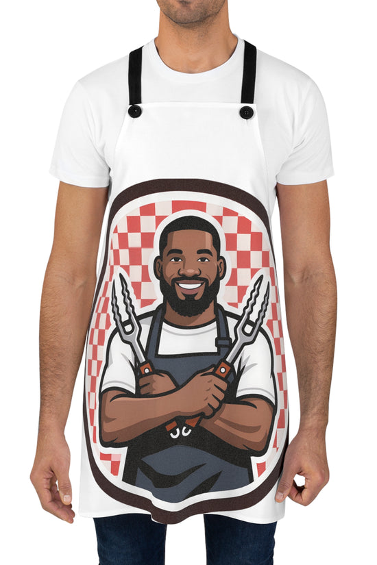 Barbecue Chef Apron — Smiling Grillmaster with Tongs
