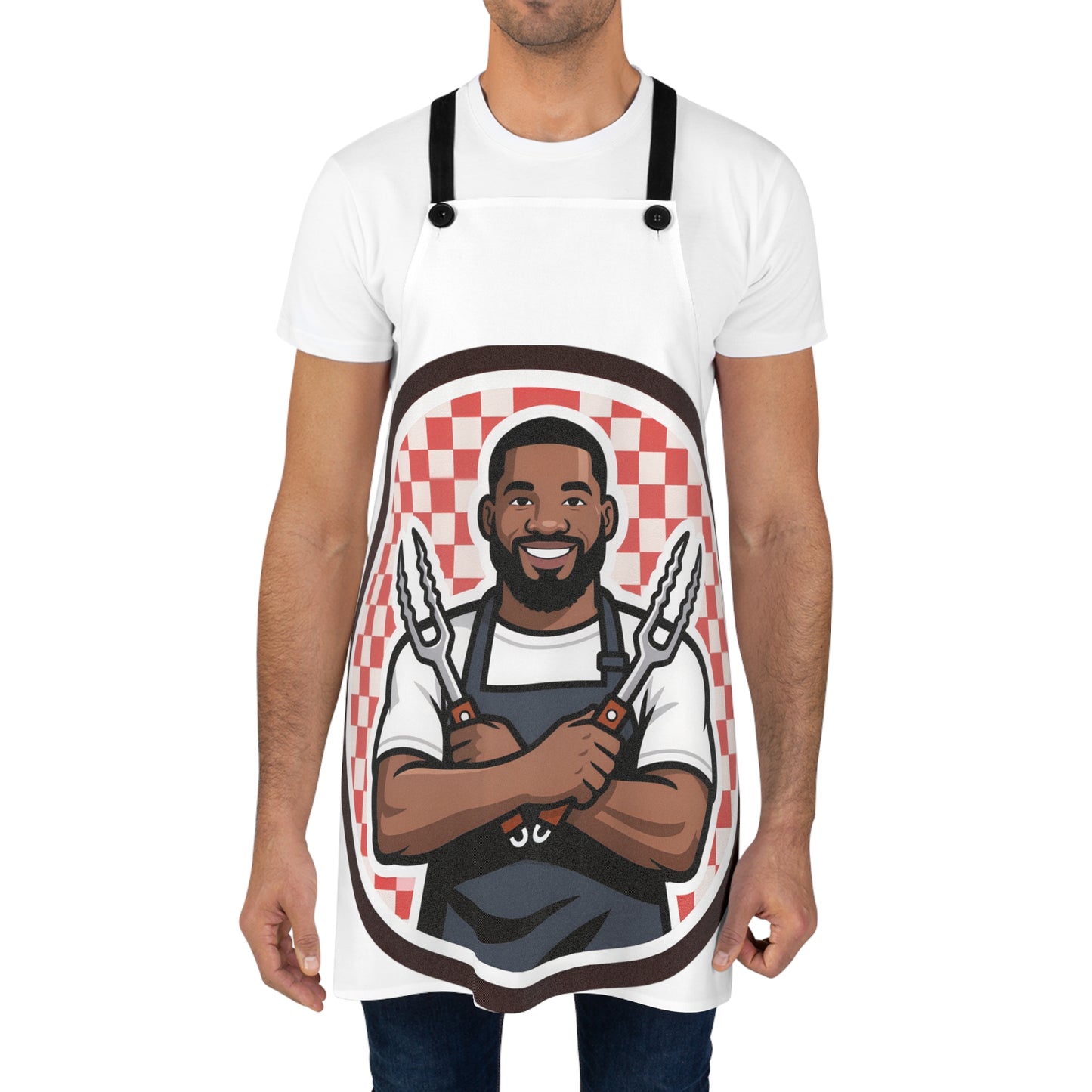 Barbecue Chef Apron — Smiling Grillmaster with Tongs