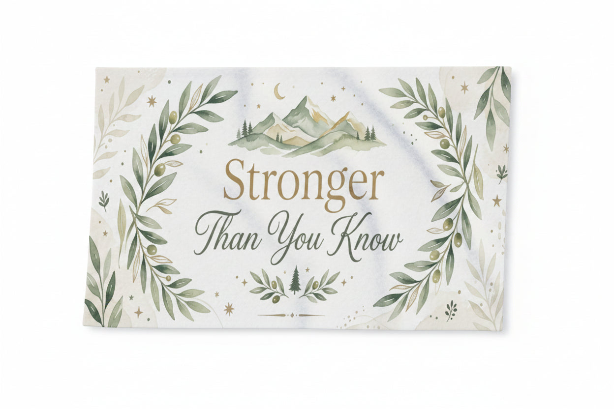 Decorative blanket with motivational quote and nature-themed design on a white background
