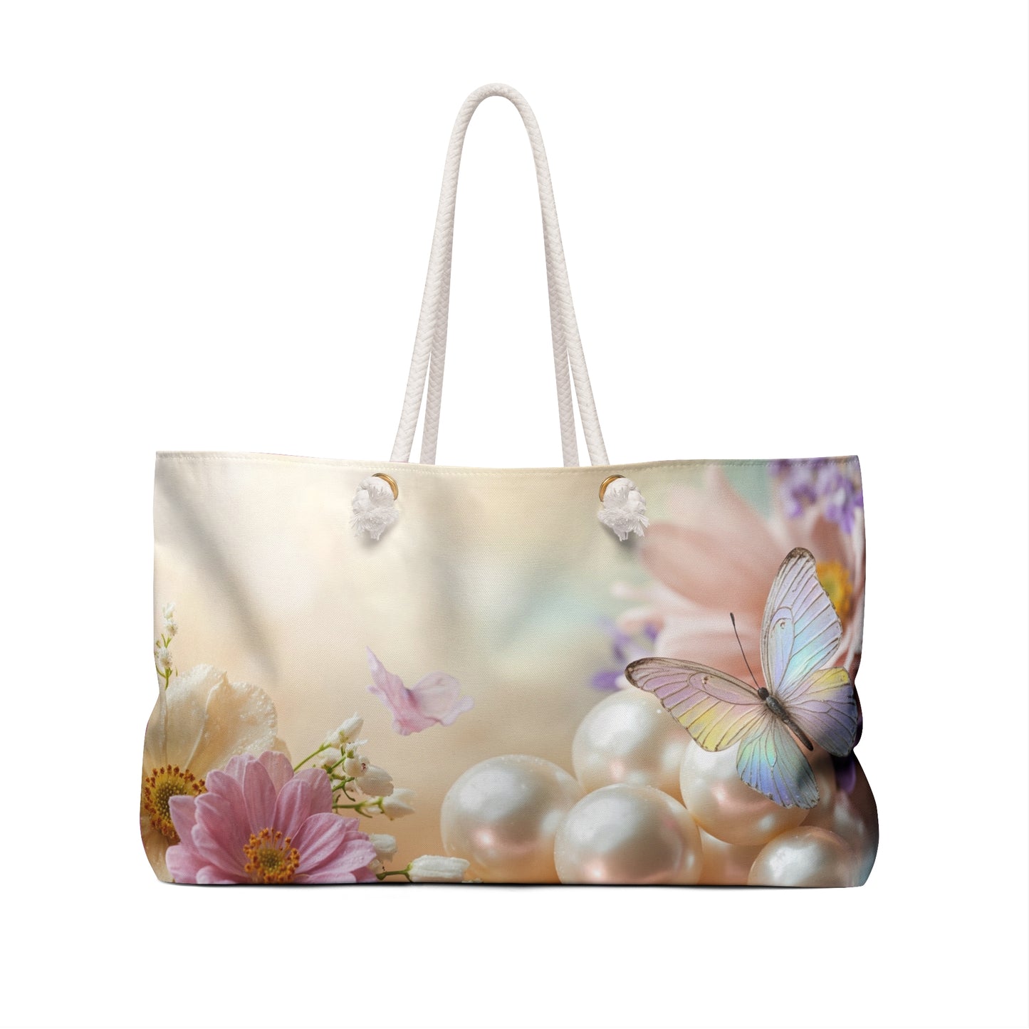 Butterfly Pearl Weekender Bag — Floral Travel Tote by Grace Canvas Shop