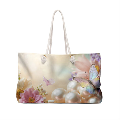 Butterfly Pearl Weekender Bag — Floral Travel Tote by Grace Canvas Shop