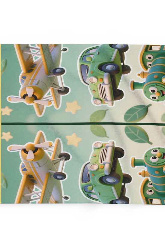 Kids Transport Fleece Blanket — Cute Plane, Car & Train Nursery Throw by Grace Canvas Shop