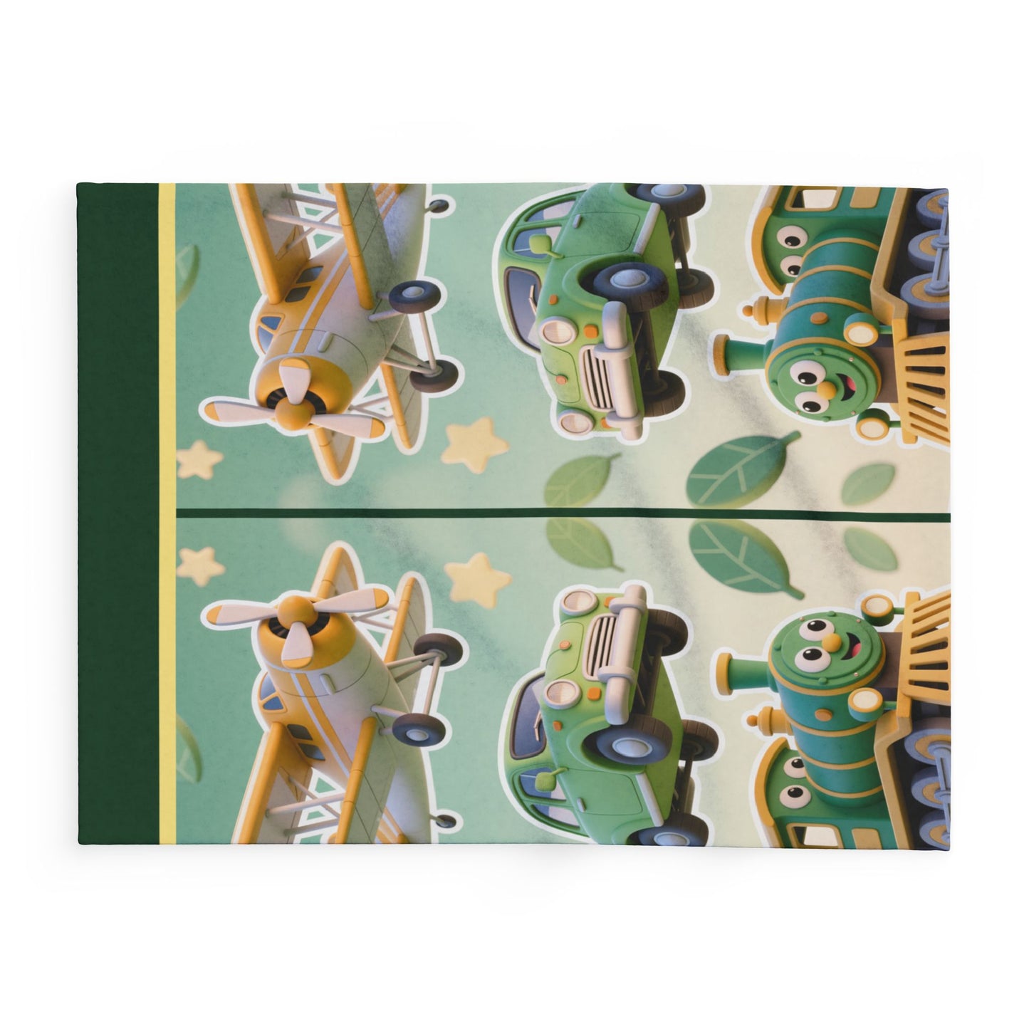 Kids Transport Fleece Blanket — Cute Plane, Car & Train Nursery Throw by Grace Canvas Shop