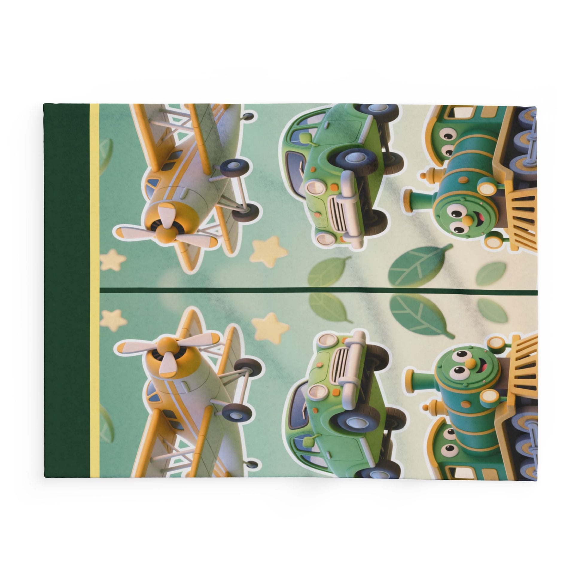 Kids Transport Fleece Blanket — Cute Plane, Car & Train Nursery Throw by Grace Canvas Shop