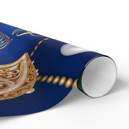 Merry Christmas Blue & Gold Wrapping Paper — Elegant Holiday Gift Wrap