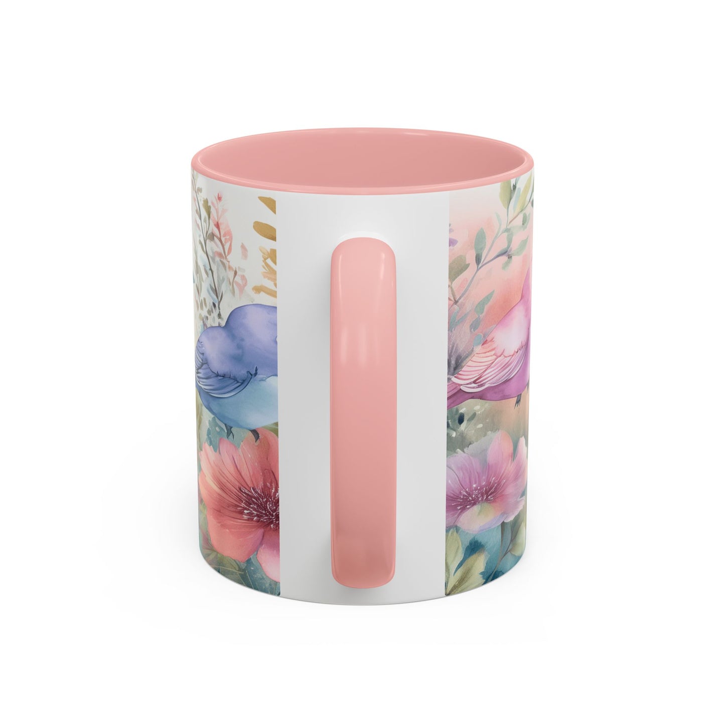 Pastel Bird Coffee Mug — Floral Accent Ceramic Mug (11/15 oz)