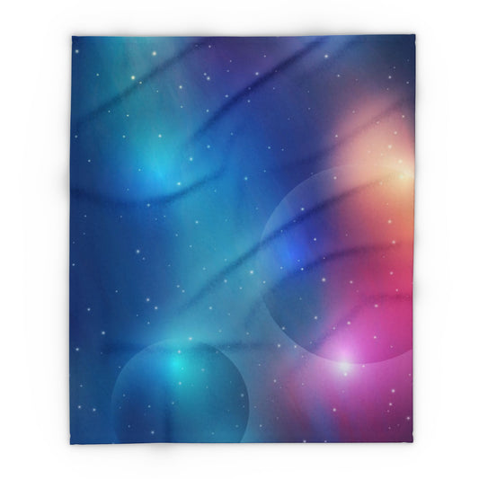Aurora Galaxy Fleece Blanket — Colorful Northern Lights Throw by Grace Canvas Shop