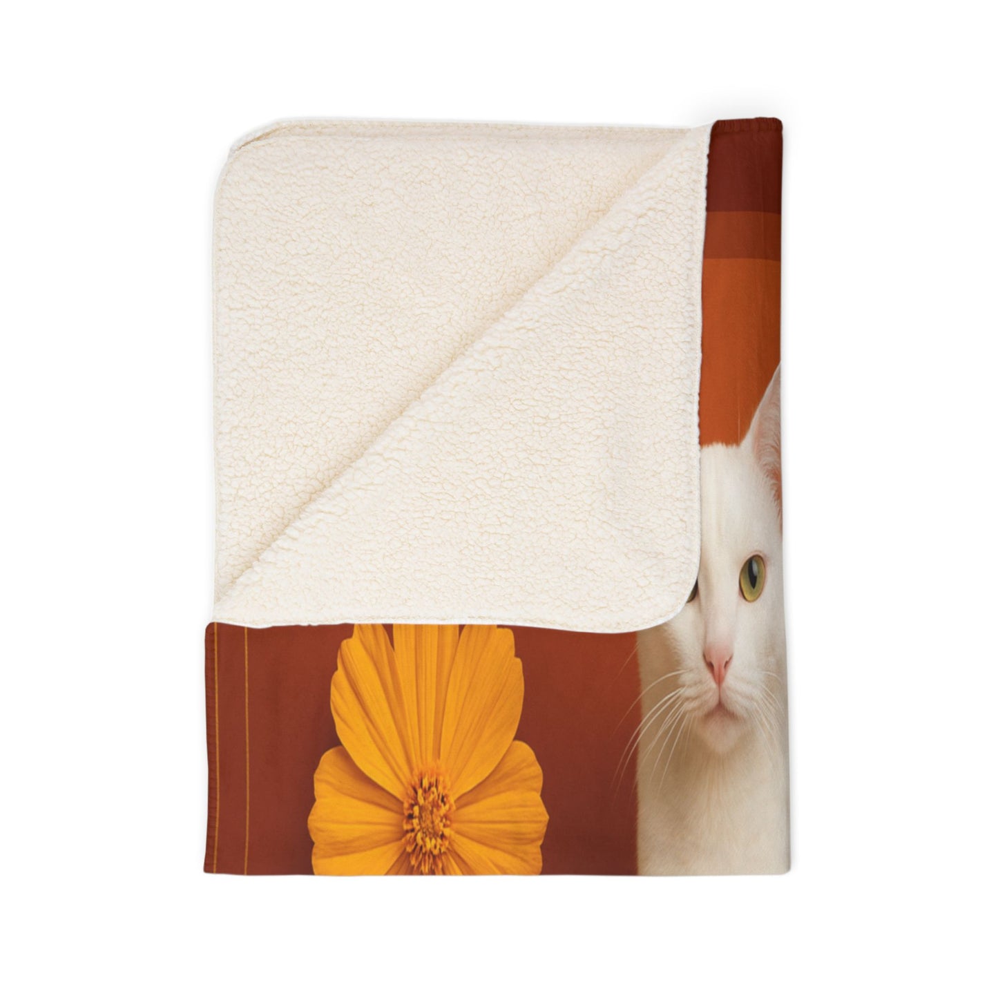 Autumn Cat Sherpa Blanket — Cozy Fall Floral Throw