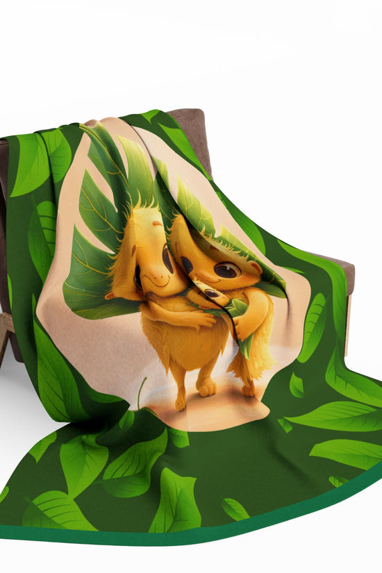 Leaf Family Fleece Blanket — Cute Forest Creature Plush Throw for Kids & Nursery by Grace Canvas Shop