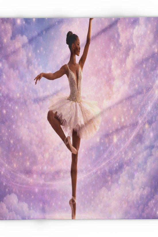 Ballet Dream Fleece Blanket — Ethereal Ballerina in Pink Galaxy by Grace Canvas Shop