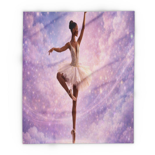 Ballet Dream Fleece Blanket — Ethereal Ballerina in Pink Galaxy by Grace Canvas Shop