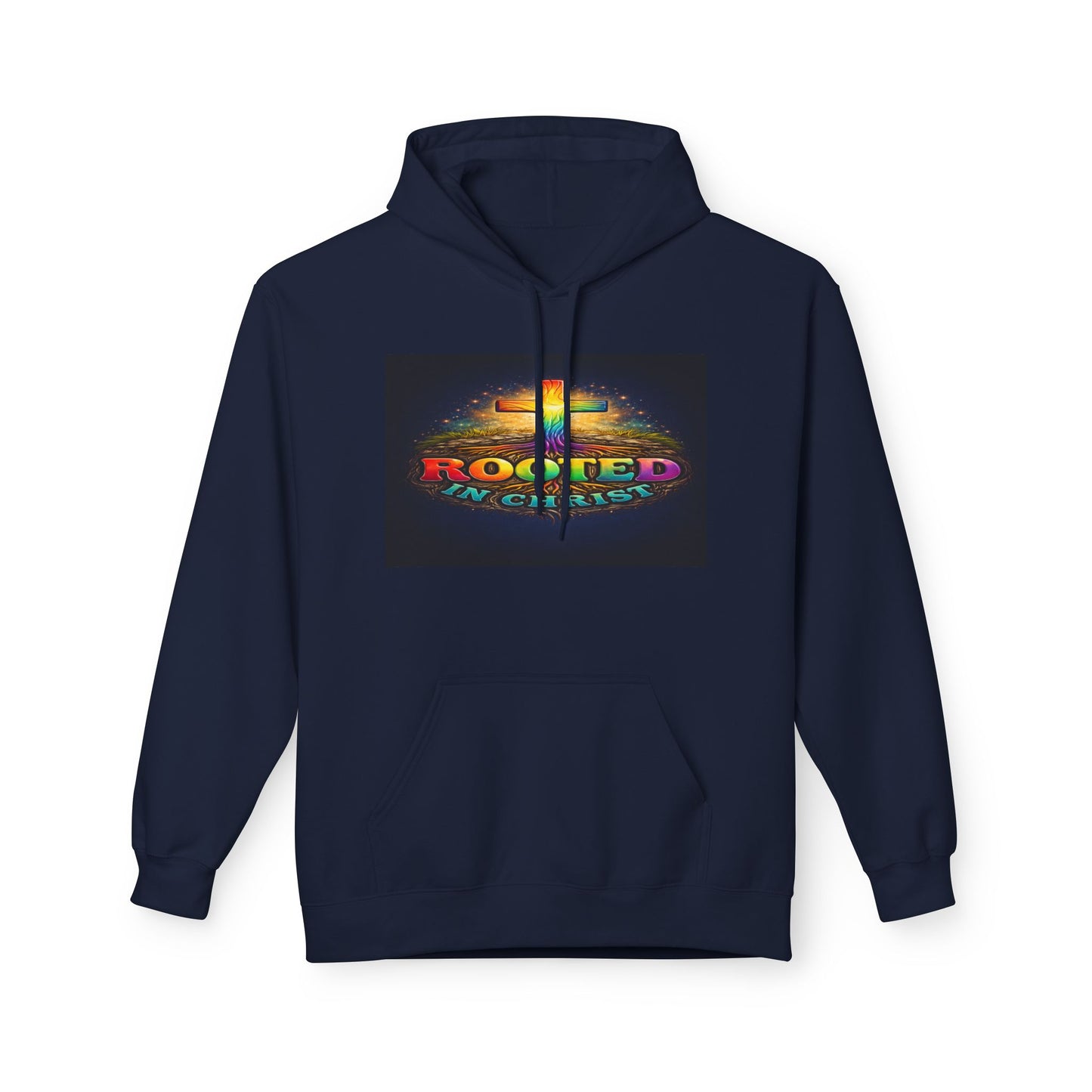 Rooted in Christ Hoodie —Unisex Christian Cross Faith Sweatshirt