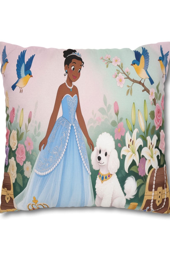 Princess & Poodle Spun Polyester Square Pillowcase by Grace Canvas Shop