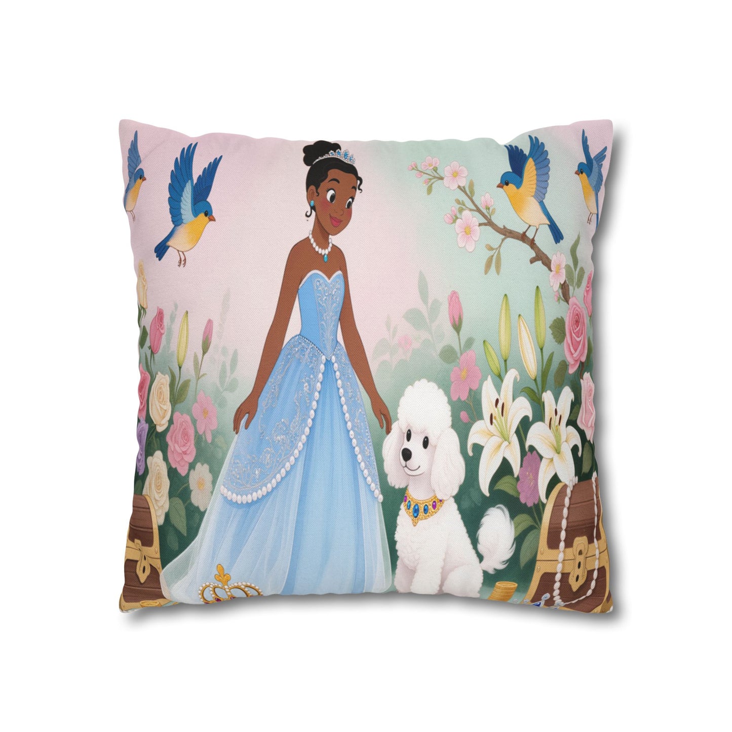 Princess & Poodle Spun Polyester Square Pillowcase
