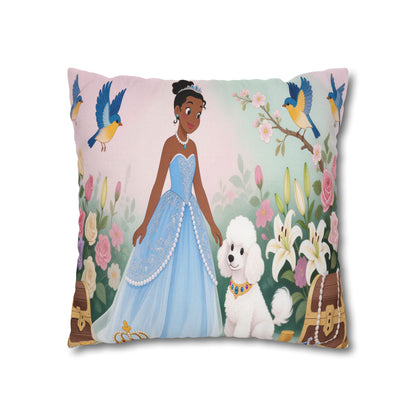 Princess & Poodle Spun Polyester Square Pillowcase