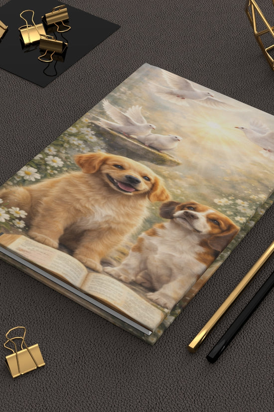 Doves and Dogs Hardcover Journal by Grace Canvas Shop
