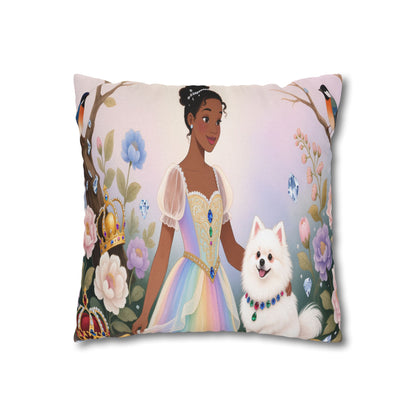 Princess & Pomeranian Dog Decorative Pillowcase