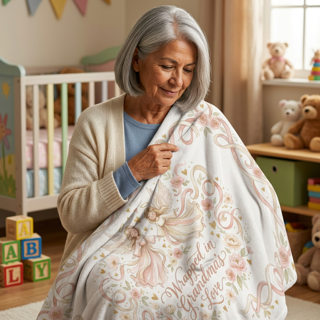 Grandma’s Love Blanket with Angels Velveteen Throw