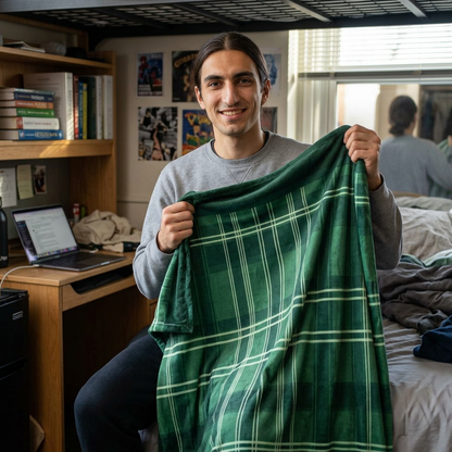 Green Plaid Fleece Blanket