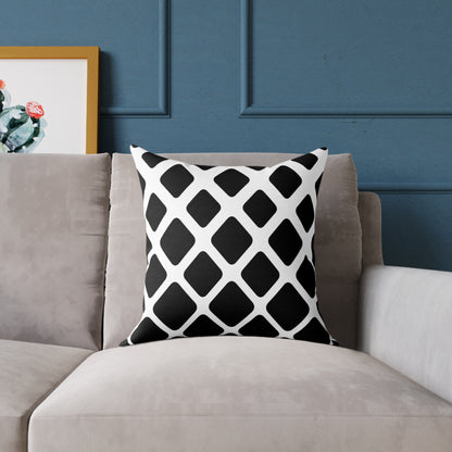 Geometric Black & White Throw Pillow — Modern Lattice Square Cushion