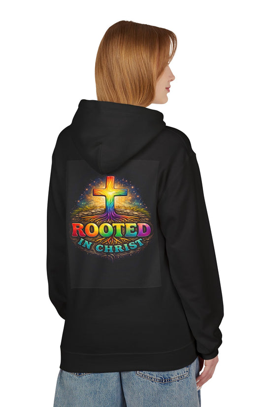 Rooted in Christ Hoodie —Unisex Christian Cross Faith Sweatshirt by Grace Canvas.shop