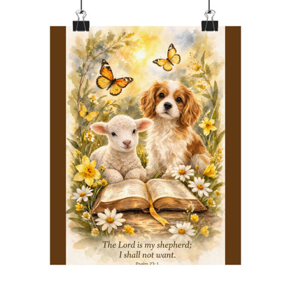 Lamb and Dog Psalm 23:1 Poster