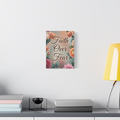 Faith Over Fear Floral Canvas Wall Art