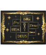 Deus Gold Script Matte Canvas Wall Art Black & Gold Religious Typography by Grace Canvas Shop