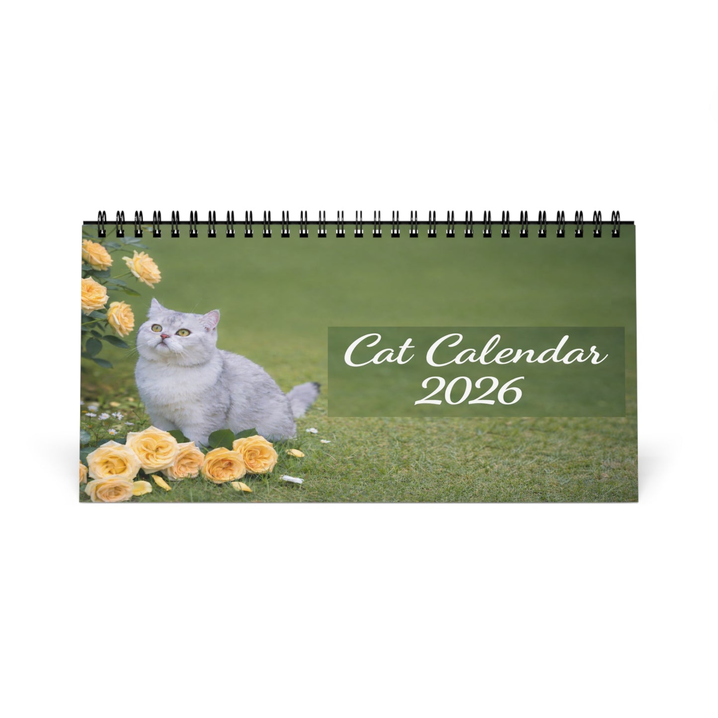 Cat Calendar 2026 Desktop Calendar — Floral Cat Desk Calendar for Cat Lovers