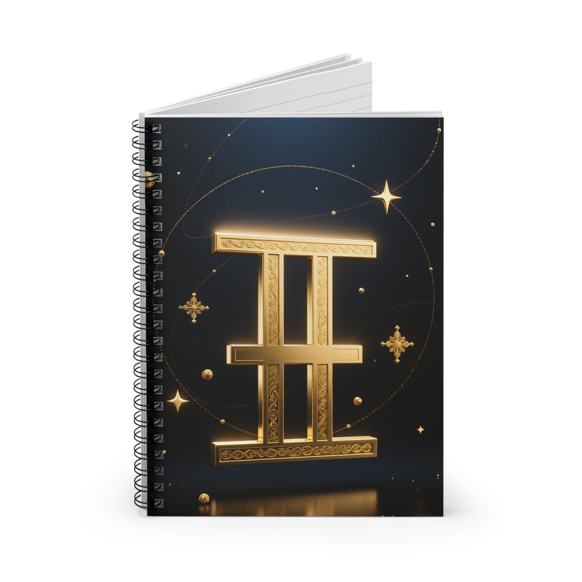 Gemini Zodiac Spiral Notebook — Gold Constellation Ruled Journal by Grace Canvas Shop